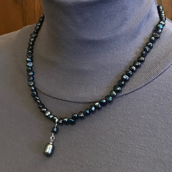 Princess Bride Buttercup Natural Black Pearl Drop Necklace, Handmade Replica - Picture 5 of 16